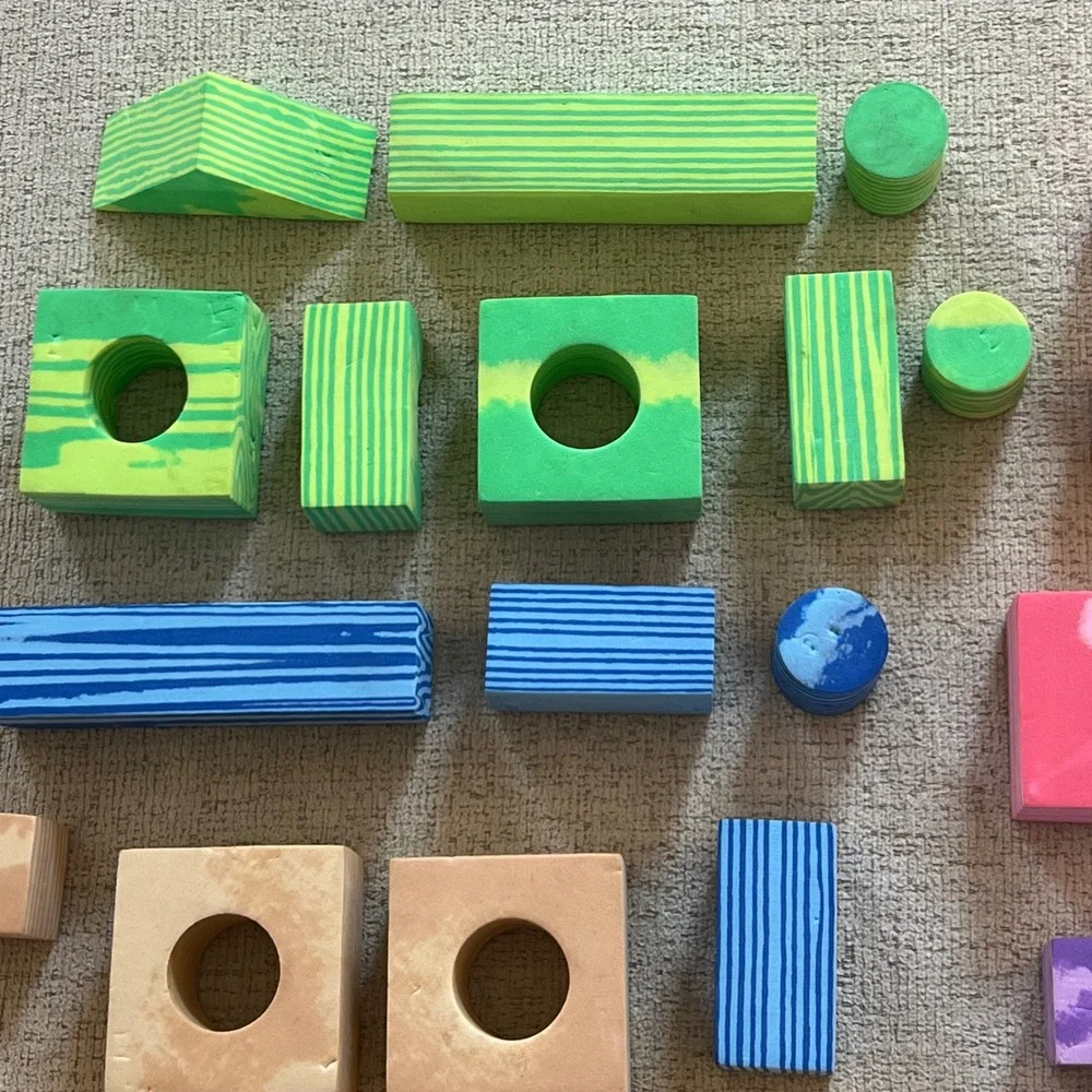 Multi Color Verdes Faux Wood Soft Foam Building Blocks Sensory Toy Set 30 Pc